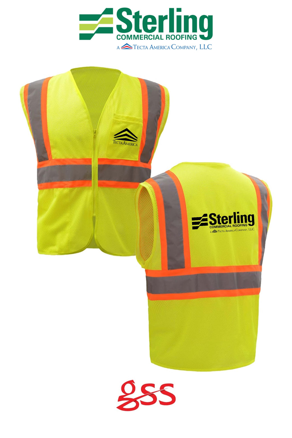 Standard Class 2 Two Tone Mesh Zipper Safety Vest - Sterling, A Tecta American Company LLC
