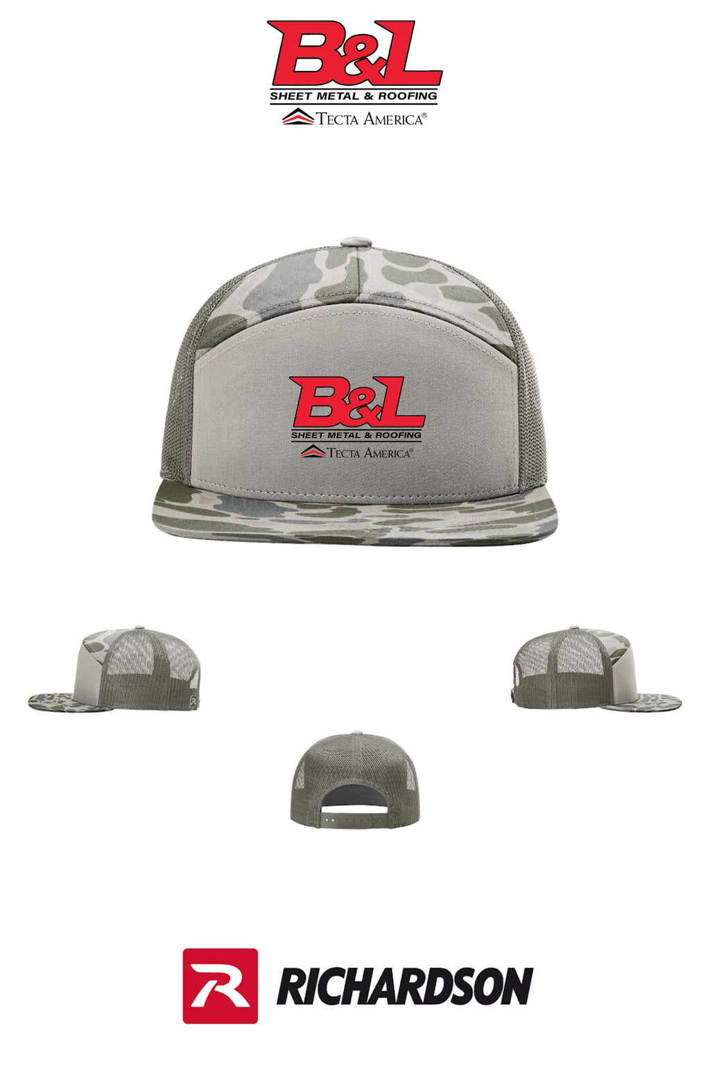 Richardson 168P Printed Seven-Panel Trucker - B&L Sheet Metal & Roofing