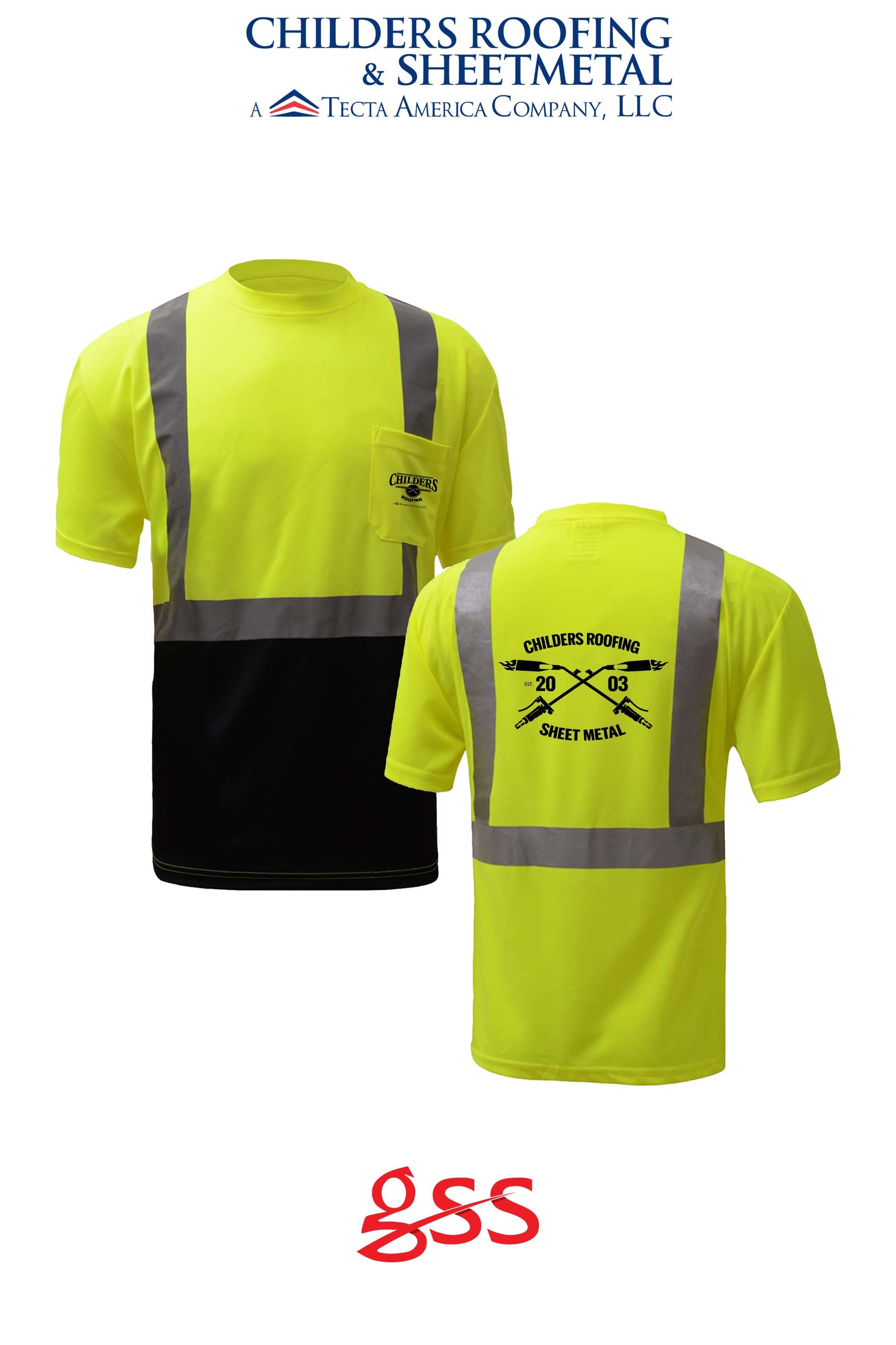Class 2 Safety T-shirt with black bottom - CRS