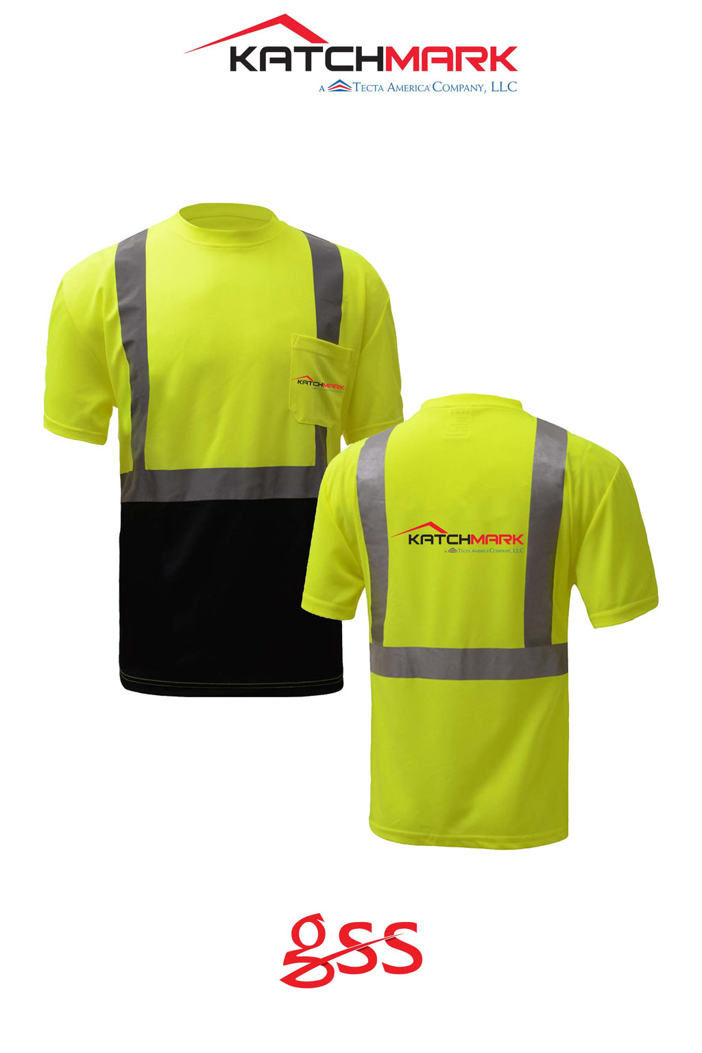 Class 2 Safety T-shirt with black bottom - Katchmark, A Tecta American Company LLC