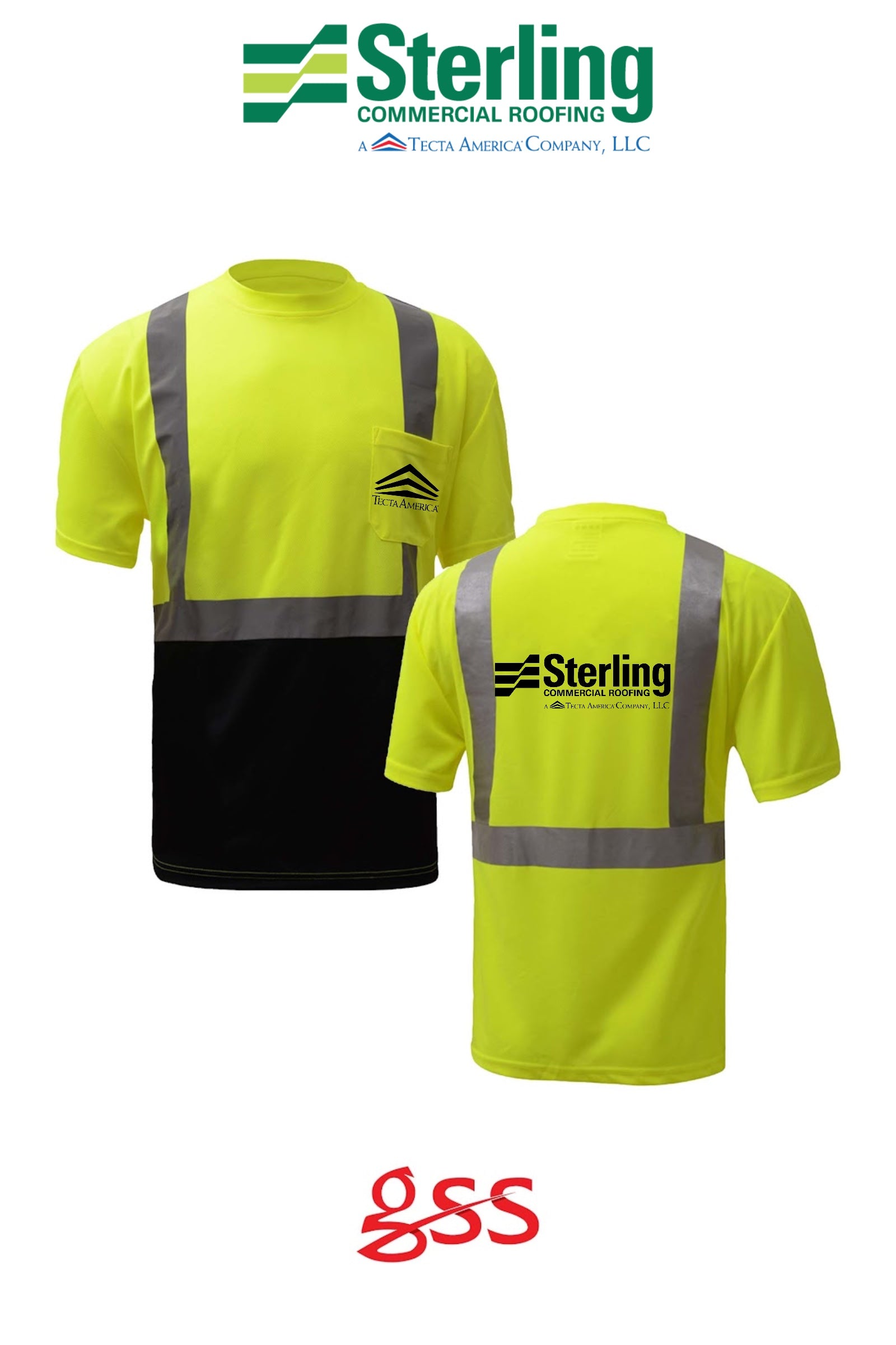 Class 2 Safety T-shirt with black bottom - Sterling, A Tecta American Company LLC