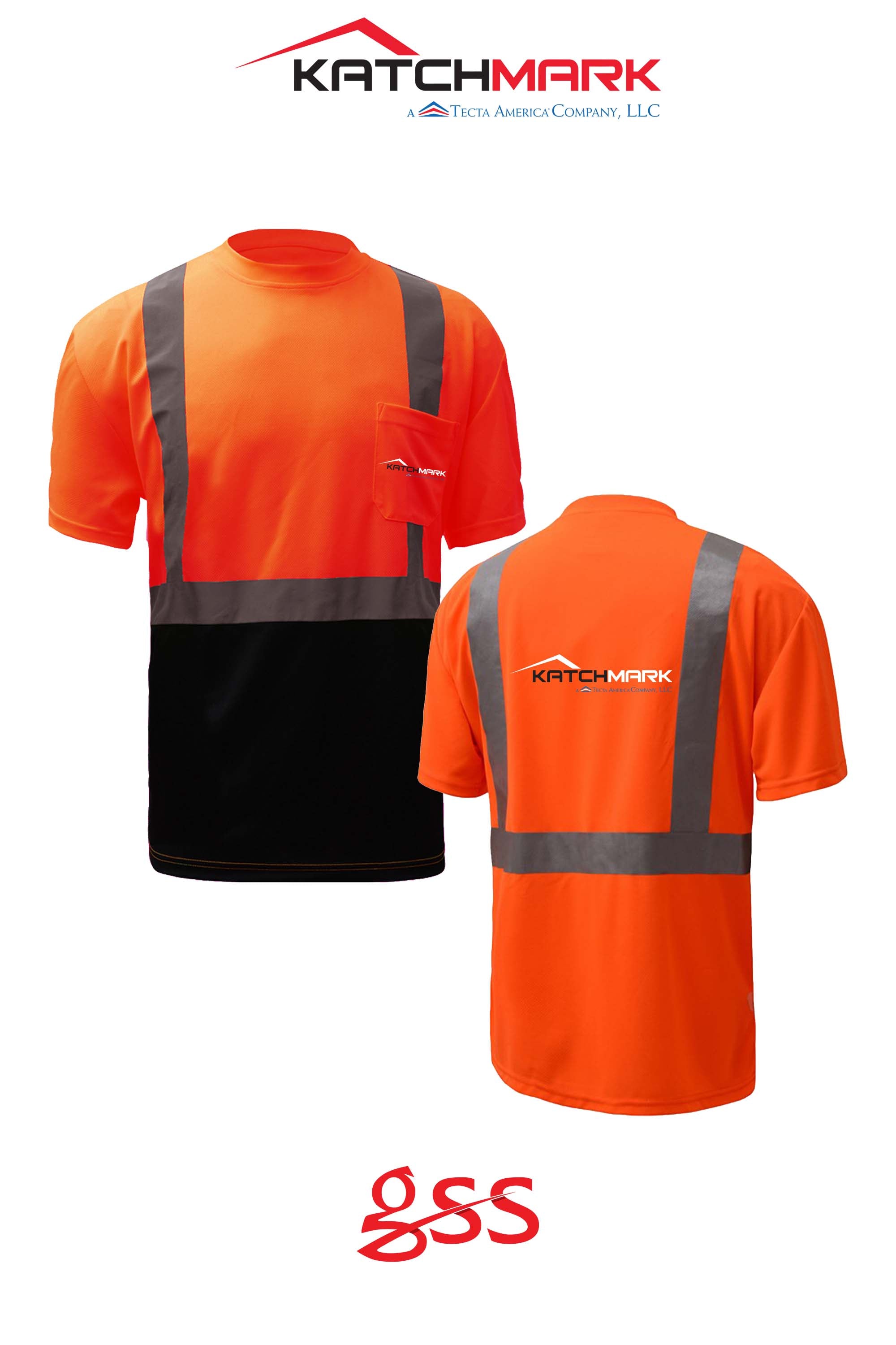 Class 2 Safety T-shirt with black bottom - Katchmark, A Tecta American Company LLC