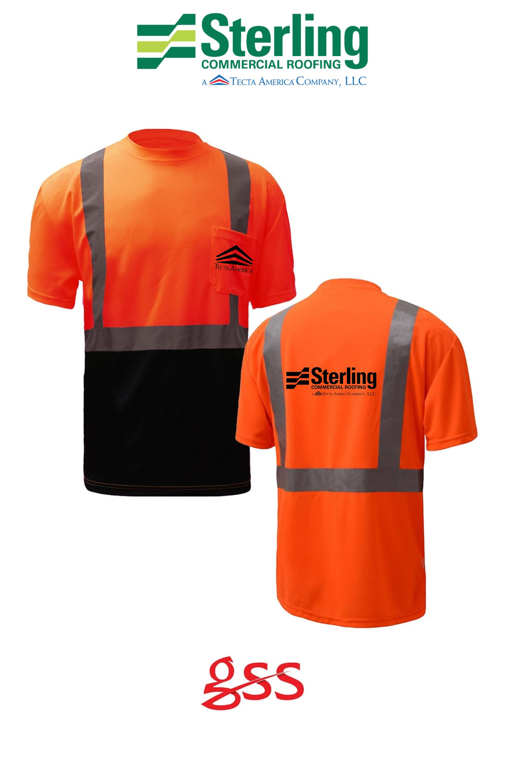 Class 2 Safety T-shirt with black bottom - Sterling, A Tecta American Company LLC