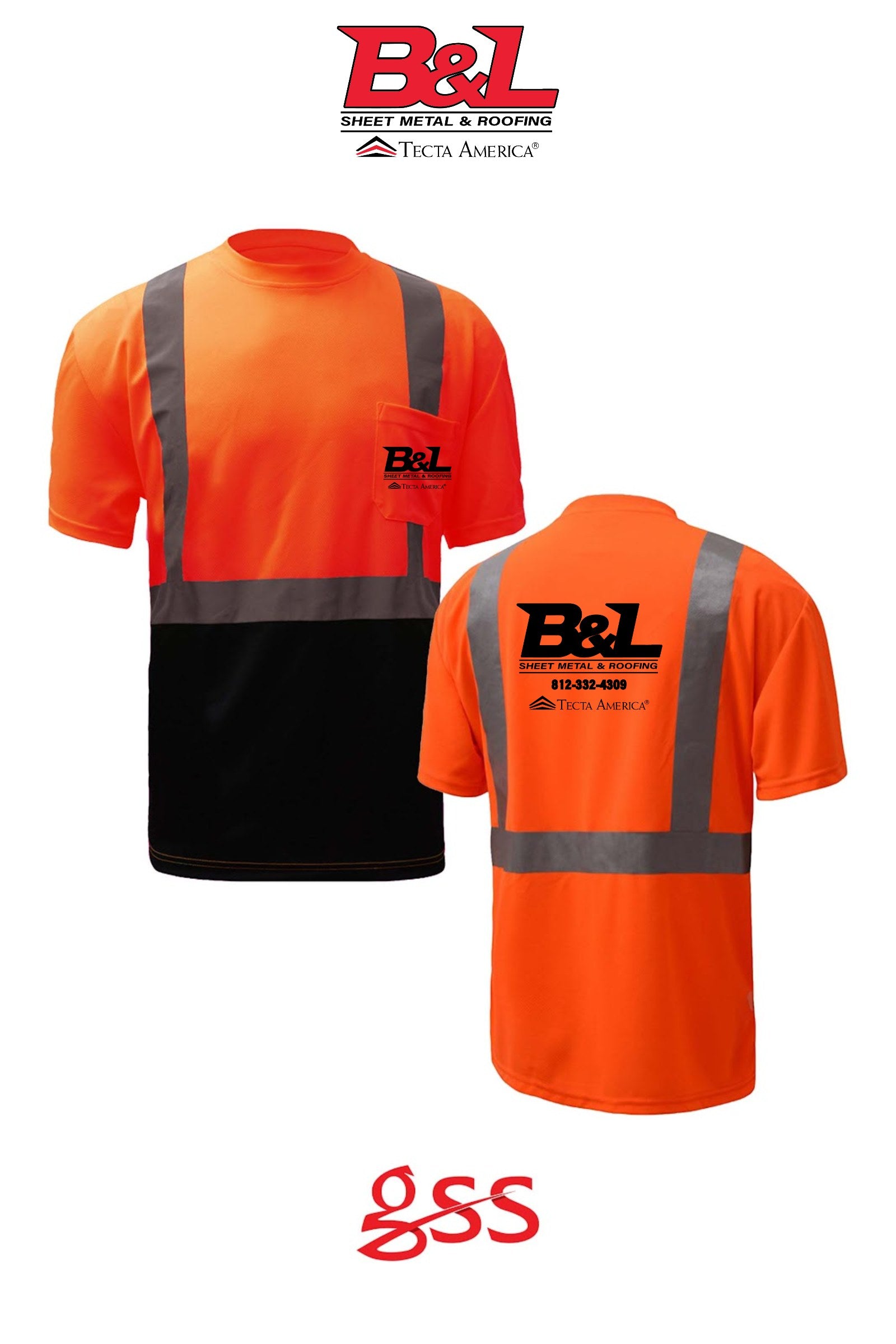 Class 2 Safety T-shirt with black bottom - B&L Sheet Metal & Roofing
