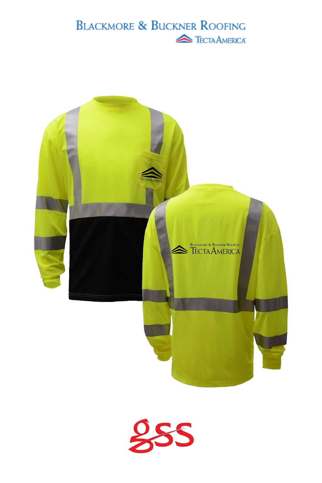 Class 2 Safety Long Sleeve with black bottom - Blackmore & Buckner