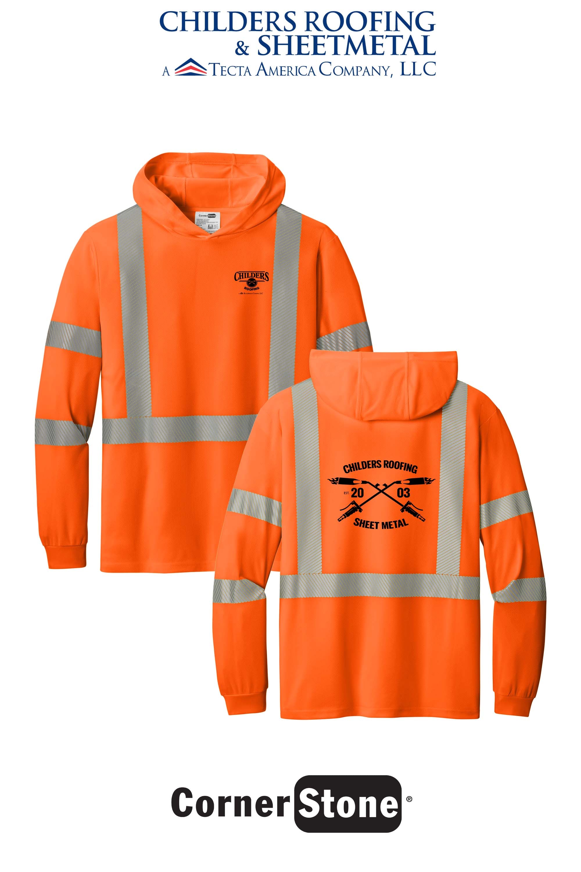 CornerStone® ANSI 107 Class 3 Long Sleeve Segmented Tape Hooded Tee - CRS