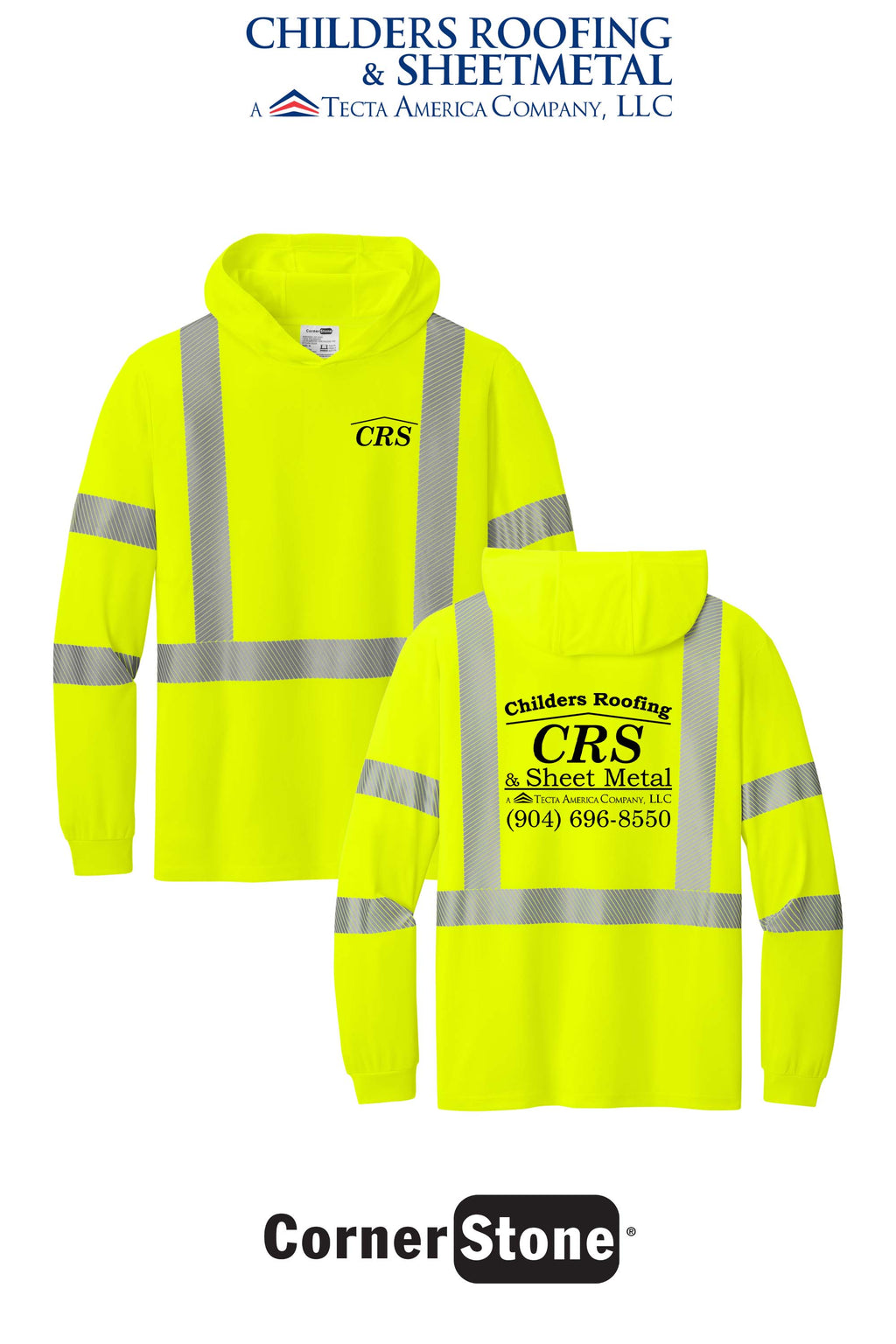 CornerStone® ANSI 107 Class 3 Long Sleeve Segmented Tape Hooded Tee - CRS
