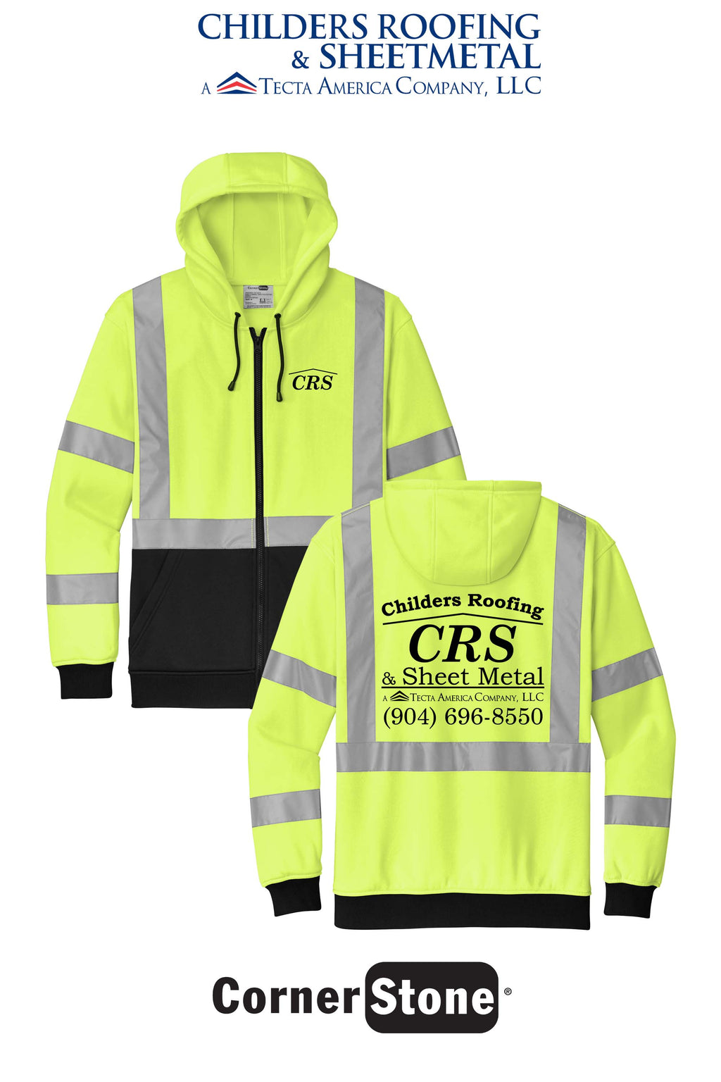 CornerStone® ANSI 107 Class 3 Heavy-Duty Fleece Full-Zip Hoodie - CRS