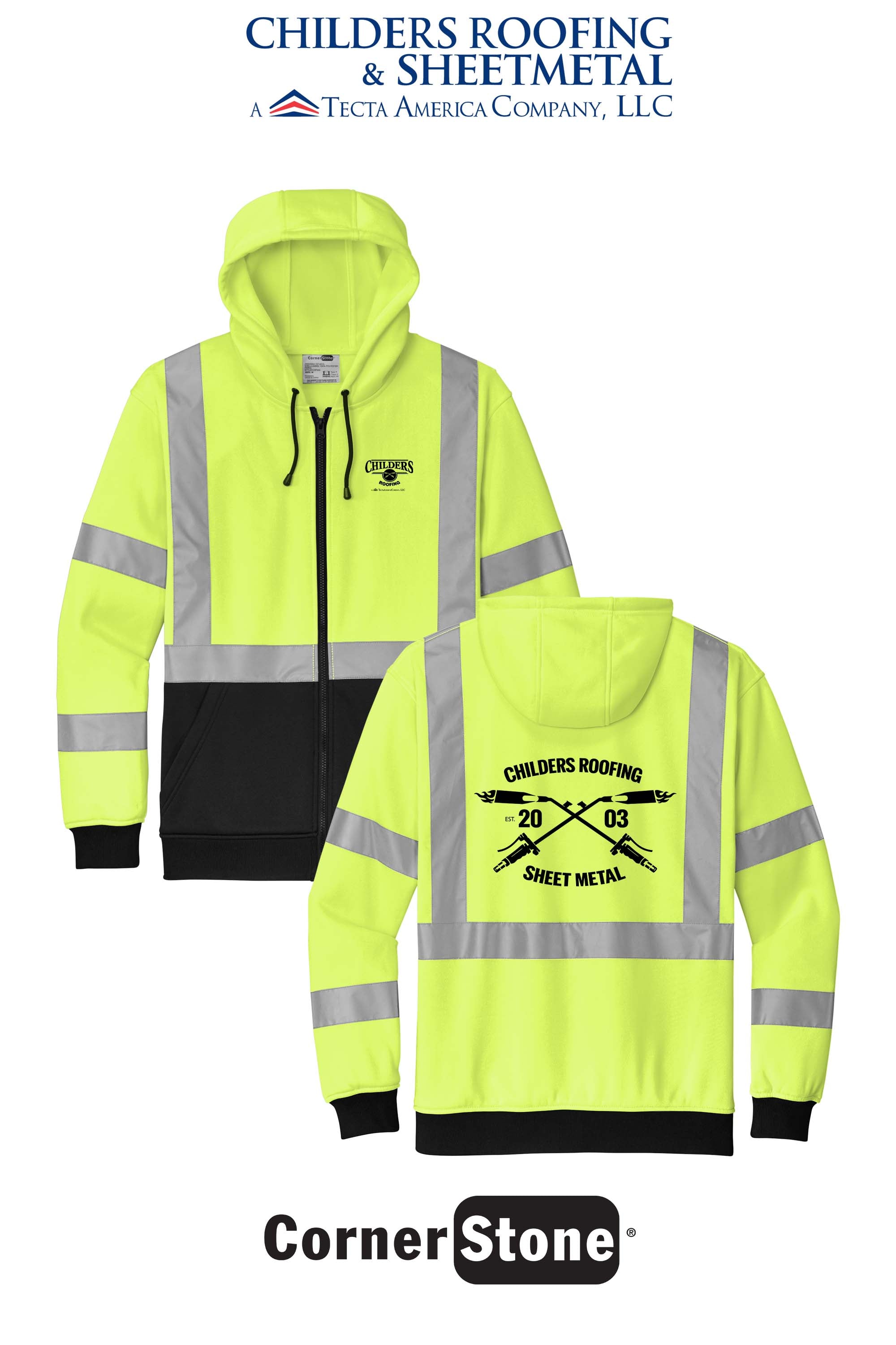 CornerStone® ANSI 107 Class 3 Heavy-Duty Fleece Full-Zip Hoodie - CRS