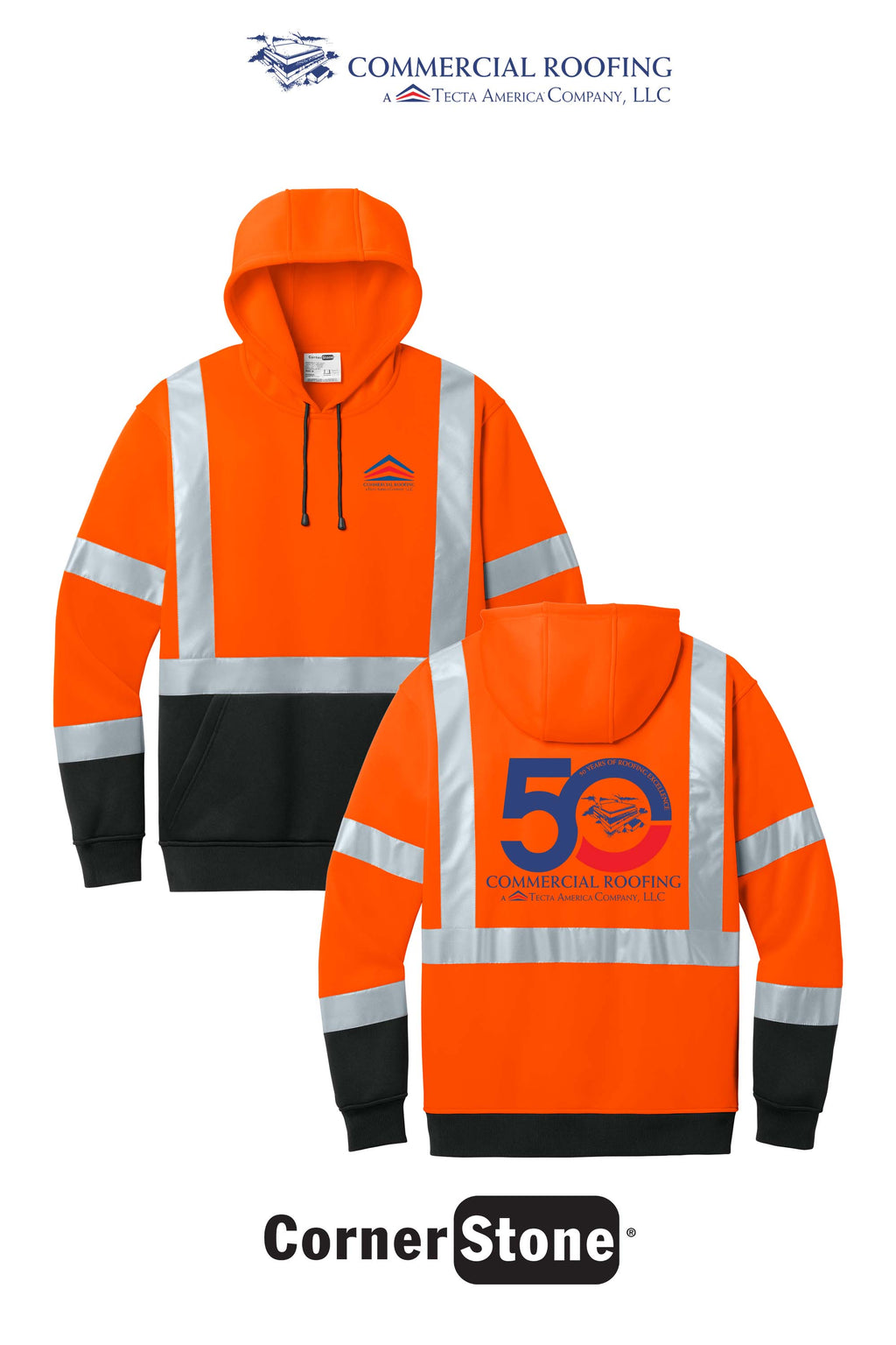 CornerStone® ANSI 107 Class 3 Heavy-Duty Fleece Pullover Hoodie - Commercial Roofing