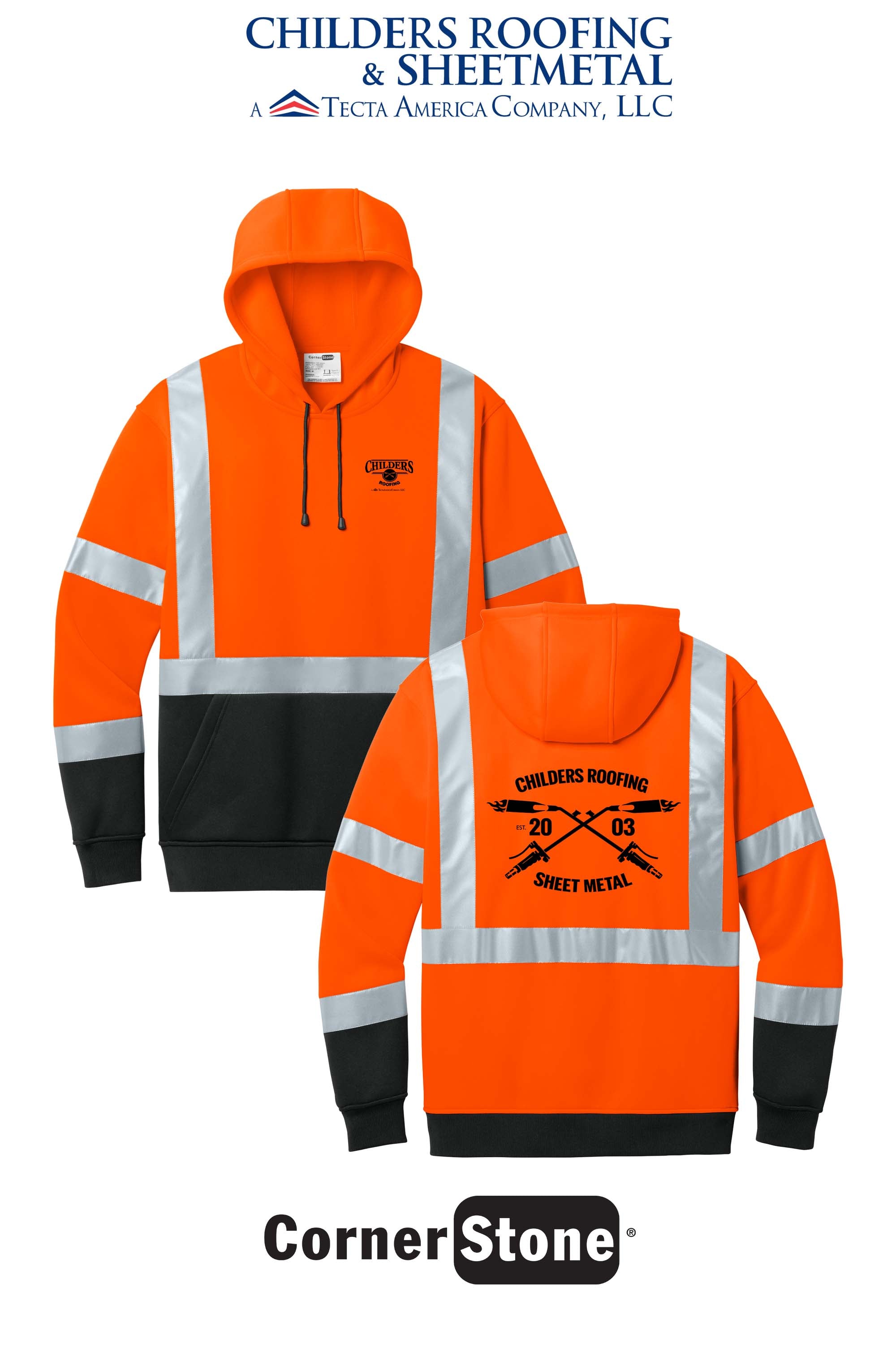 CornerStone® ANSI 107 Class 3 Heavy-Duty Fleece Pullover Hoodie - CRS