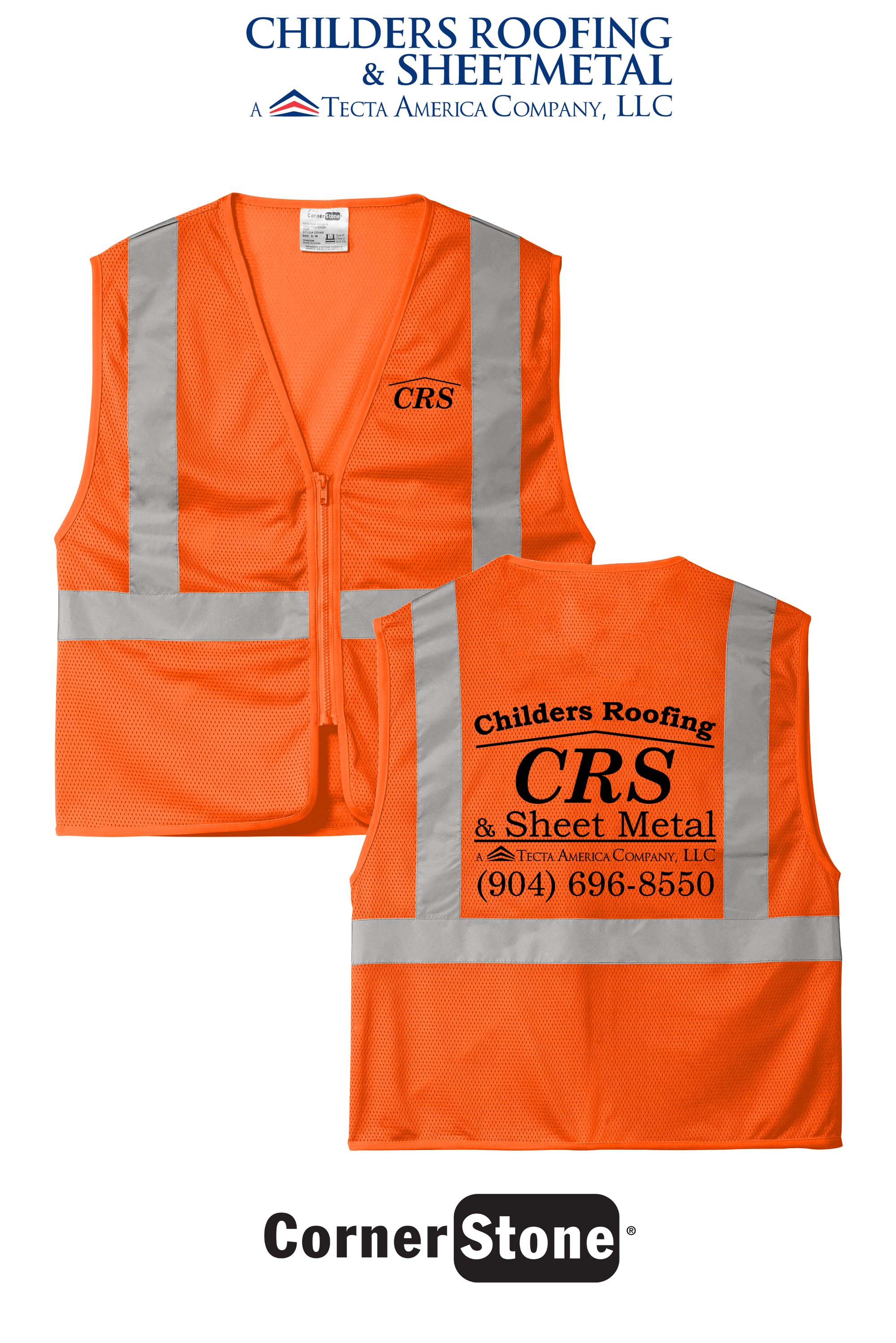 CornerStone® ANSI 107 Class 2 Economy Mesh Zippered Vest - CRS