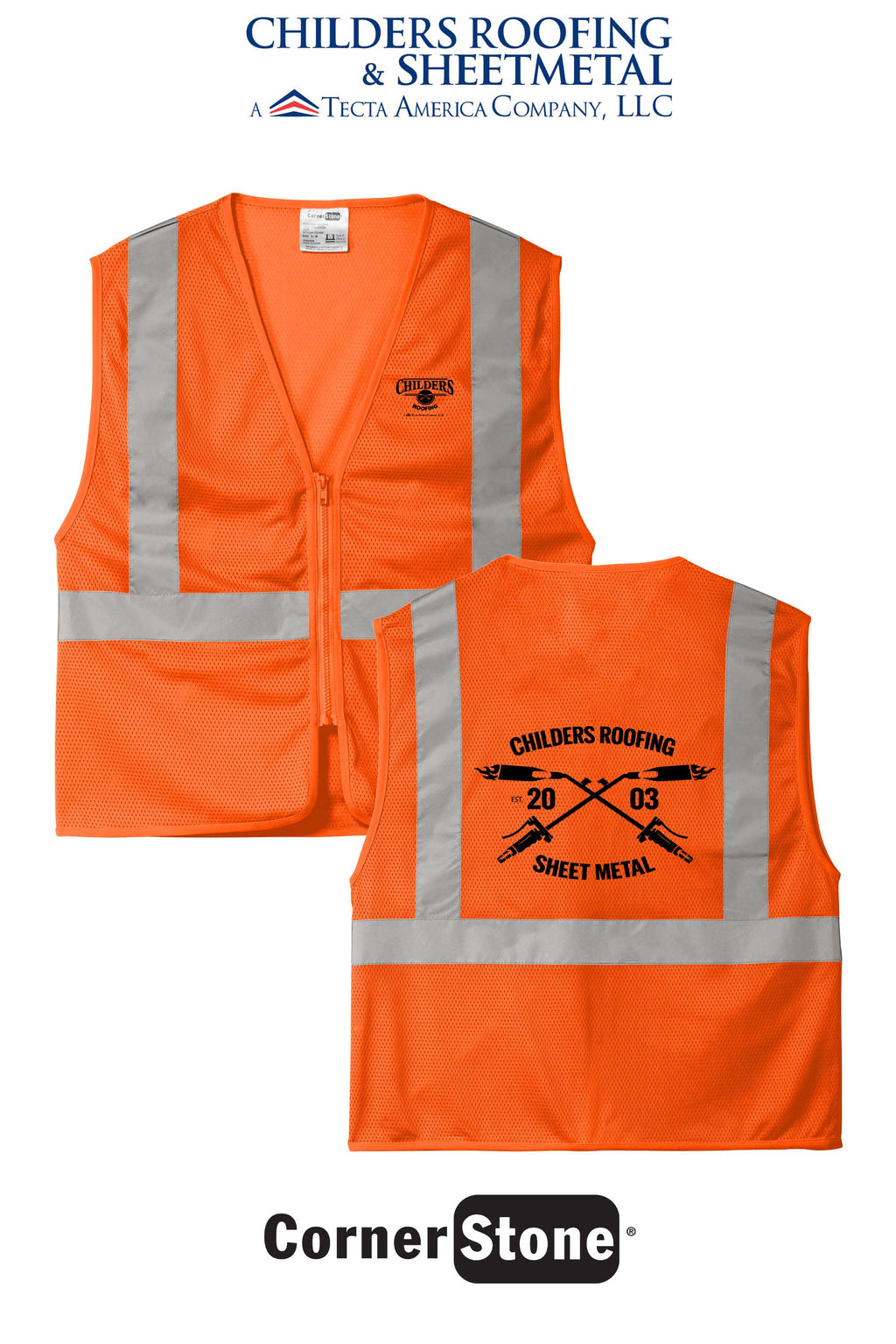 CornerStone® ANSI 107 Class 2 Economy Mesh Zippered Vest - CRS