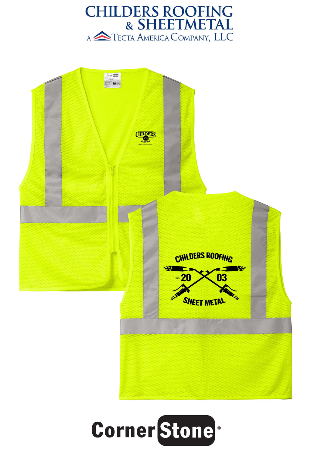 CornerStone® ANSI 107 Class 2 Economy Mesh Zippered Vest - CRS