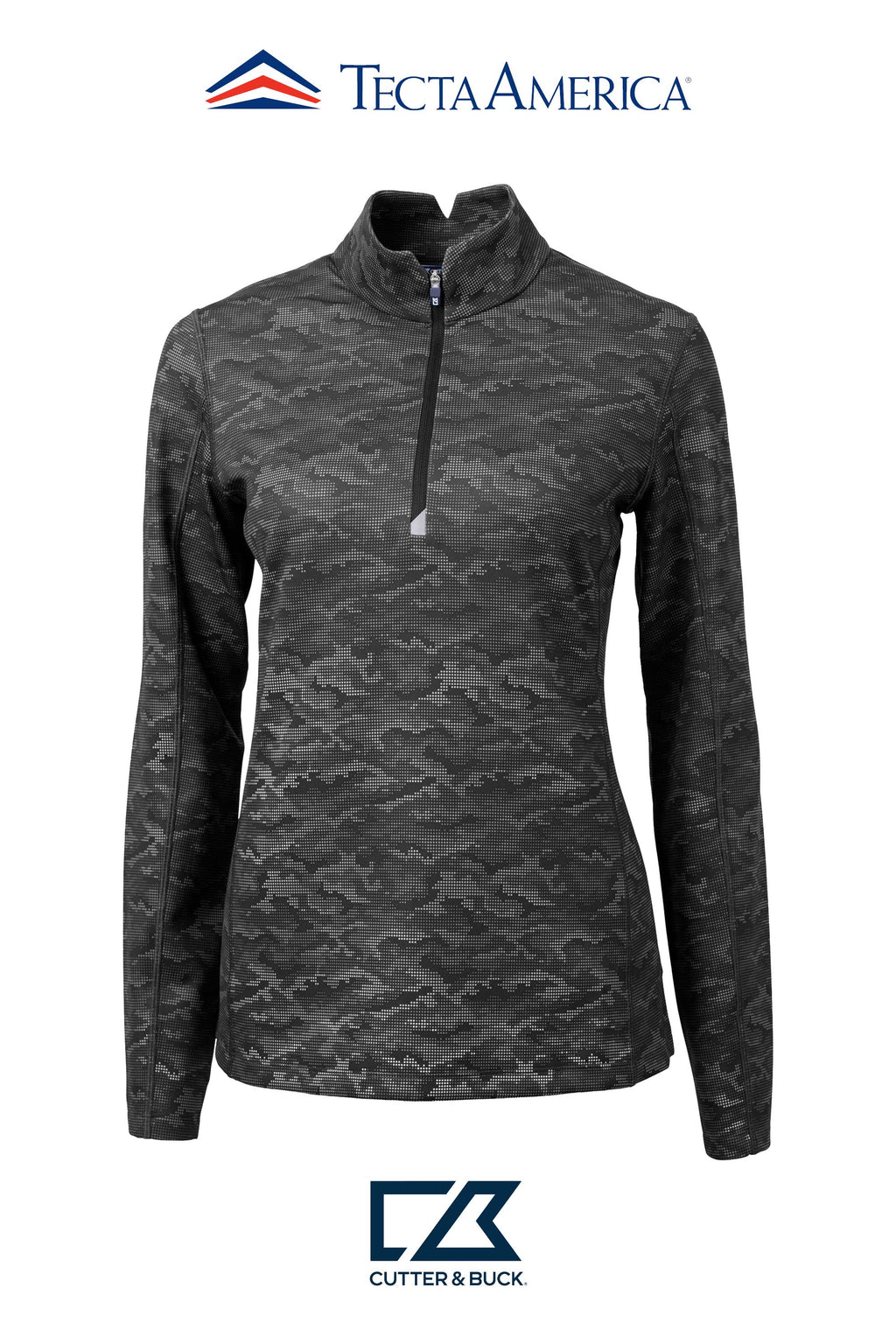 Cutter & Buck Traverse Recycled Smooth Stretch Womens Camo Quarter Zip Pullover