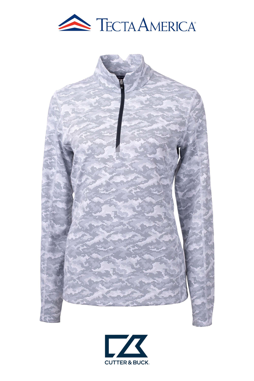 Cutter & Buck Traverse Recycled Smooth Stretch Womens Camo Quarter Zip Pullover