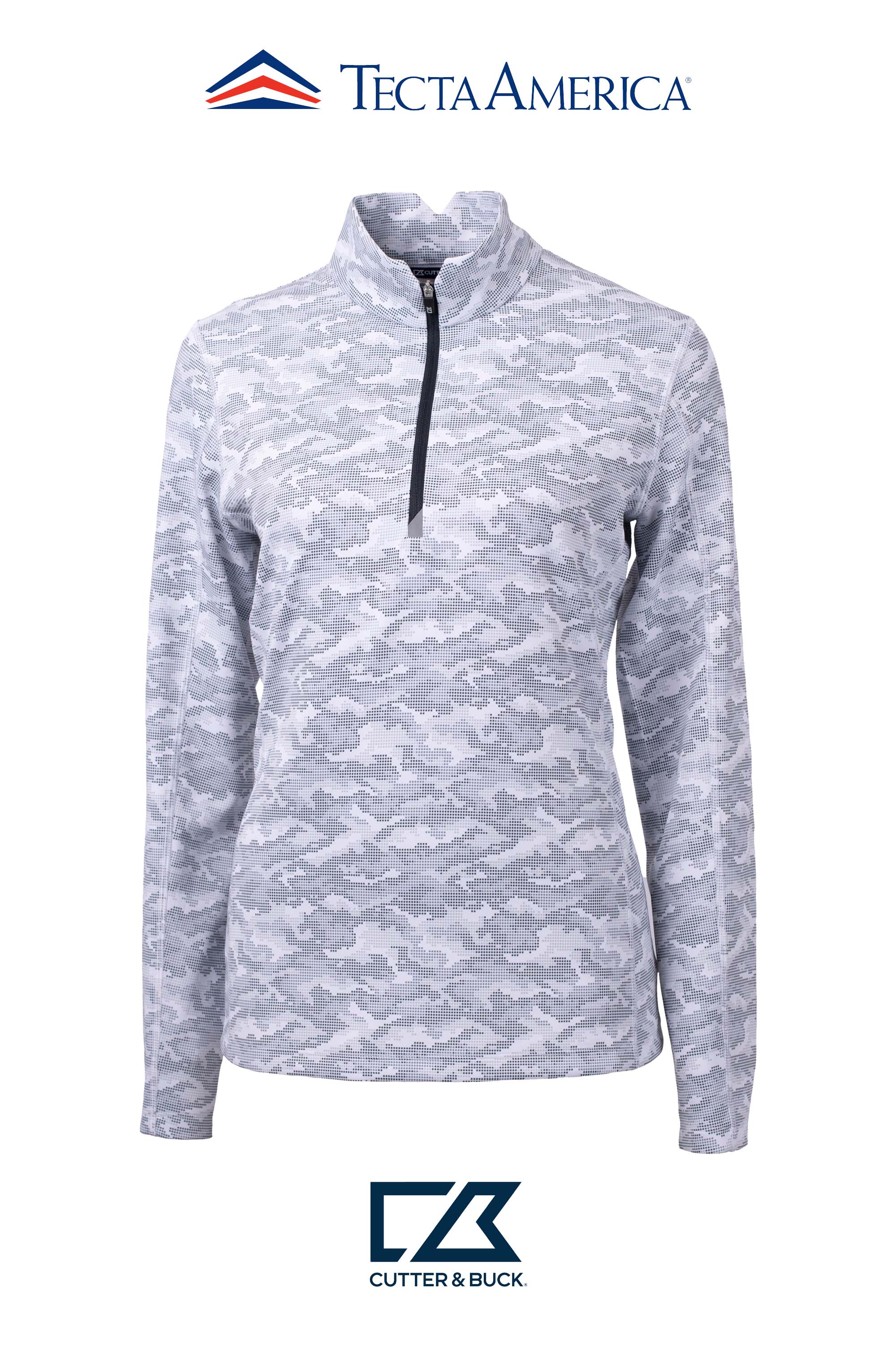 Cutter & Buck Traverse Recycled Smooth Stretch Womens Camo Quarter Zip Pullover