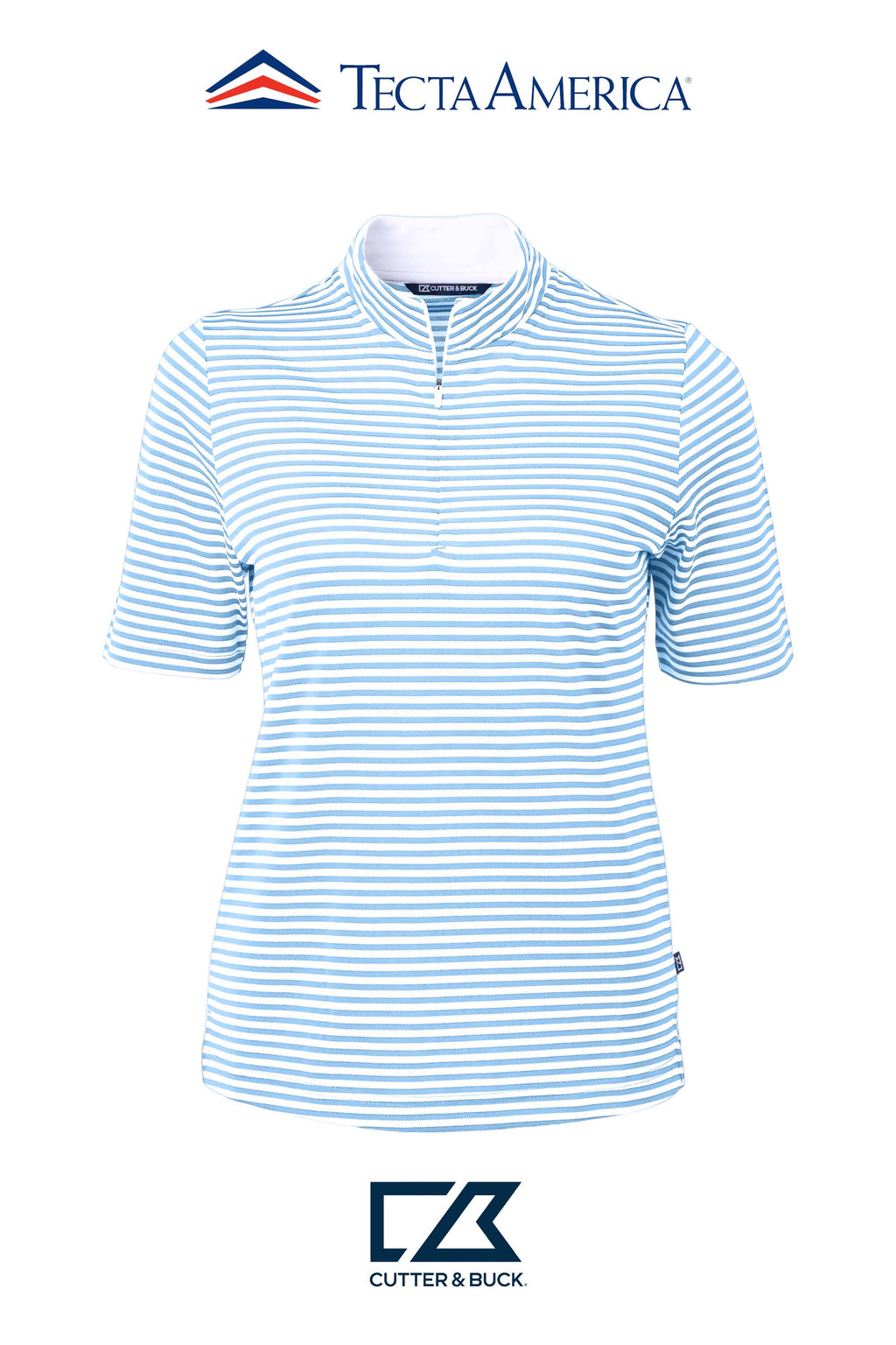 Cutter & Buck Virtue Recycled Stripe Featherlight Pique Womens Half Zip