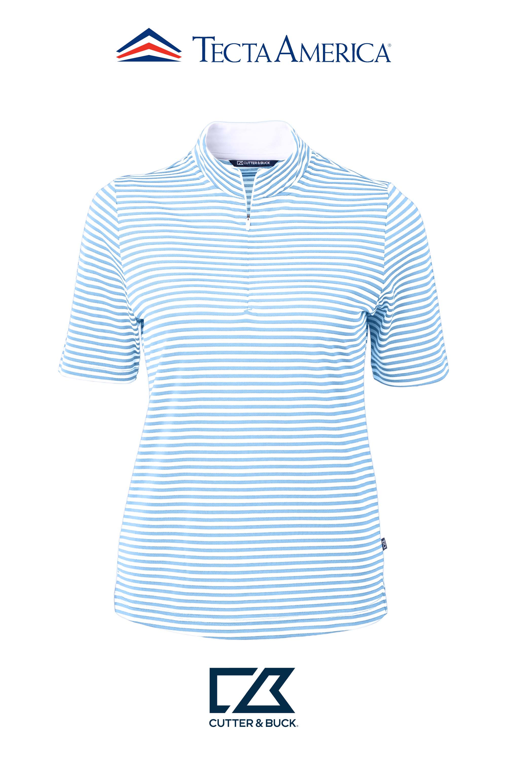 Cutter & Buck Virtue Recycled Stripe Featherlight Pique Womens Half Zip