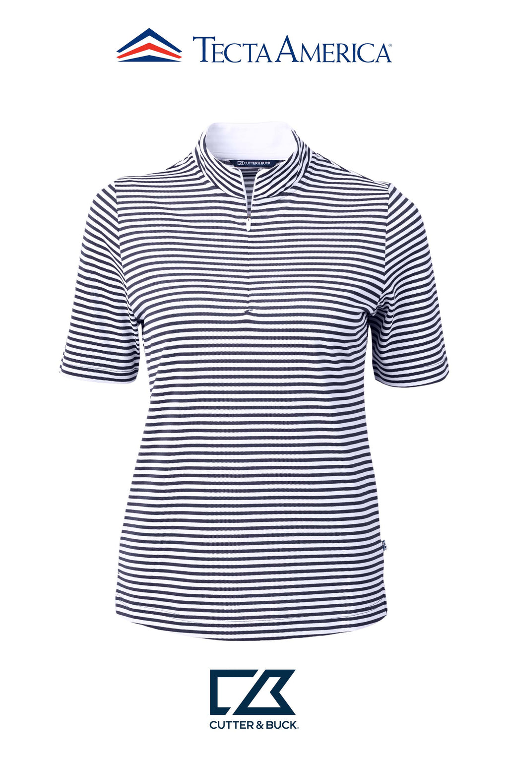 Cutter & Buck Virtue Recycled Stripe Featherlight Pique Womens Half Zip