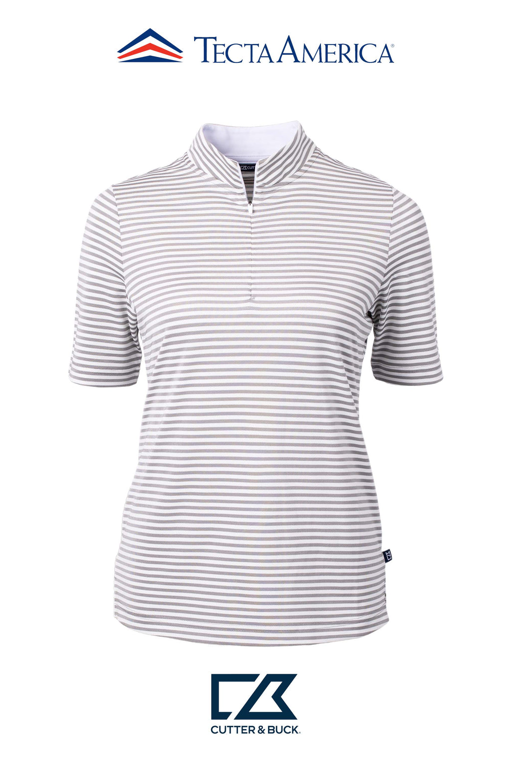 Cutter & Buck Virtue Recycled Stripe Featherlight Pique Womens Half Zip