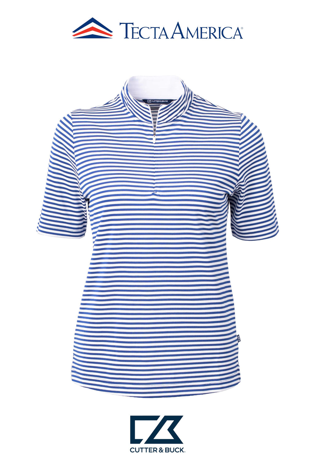 Cutter & Buck Virtue Recycled Stripe Featherlight Pique Womens Half Zip
