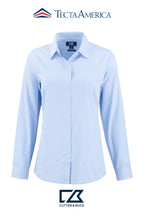 Cutter & Buck Skyline Recycled Gingham Womens Long Sleeve Spread Collar Dress Shirt