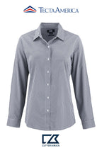 Cutter & Buck Skyline Recycled Gingham Womens Long Sleeve Spread Collar Dress Shirt