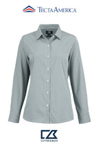 Cutter & Buck Skyline Recycled Gingham Womens Long Sleeve Spread Collar Dress Shirt