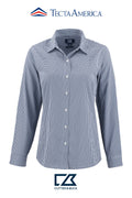 Cutter & Buck Skyline Recycled Gingham Womens Long Sleeve Spread Collar Dress Shirt