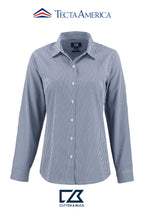 Cutter & Buck Skyline Recycled Gingham Womens Long Sleeve Spread Collar Dress Shirt