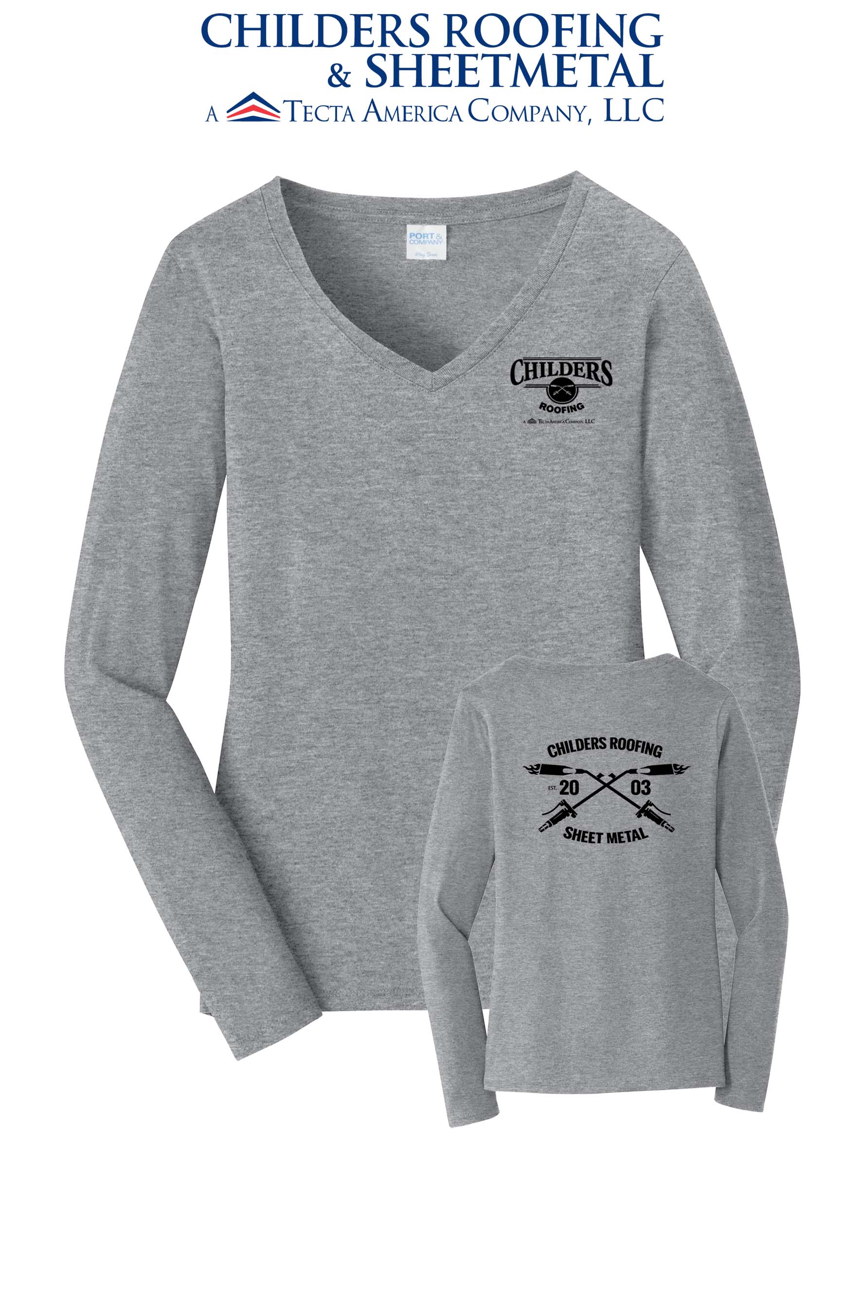 Port & Co™ Women's Long Sleeve Fan Favorite™ V-Neck Tee - CRS