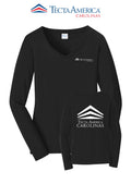 Port & Co™ Women's Long Sleeve Fan Favorite™ V-Neck Tee - Tecta America Carolinas LLC