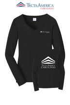 Port & Co™ Women's Long Sleeve Fan Favorite™ V-Neck Tee - Tecta America Carolinas LLC