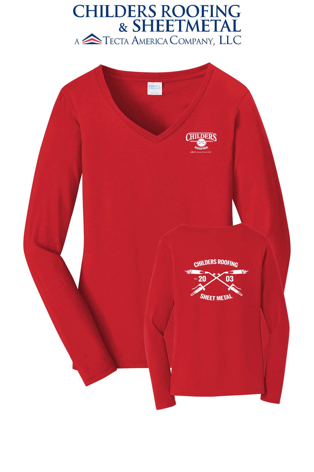 Port & Co™ Women's Long Sleeve Fan Favorite™ V-Neck Tee - CRS