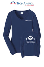 Port & Co™ Women's Long Sleeve Fan Favorite™ V-Neck Tee - Tecta America Carolinas LLC