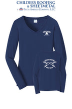 Port & Co™ Women's Long Sleeve Fan Favorite™ V-Neck Tee - CRS