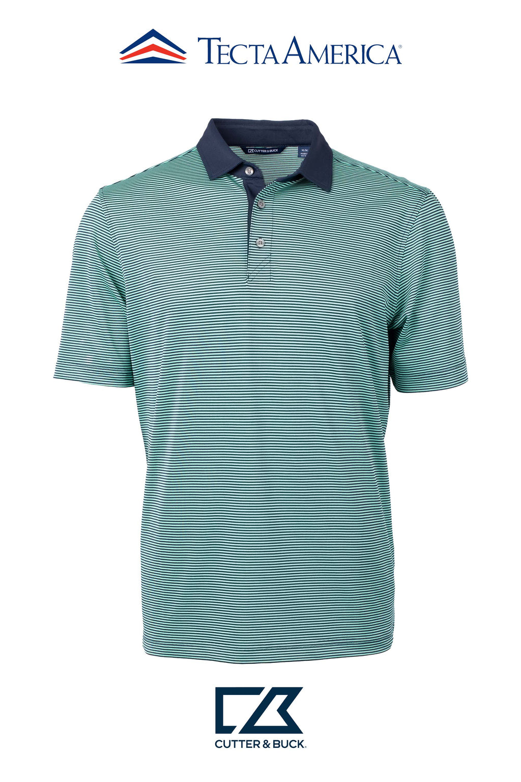 Cutter & Buck Virtue Recycled Micro Stripe Featherlight Pique Mens Polo