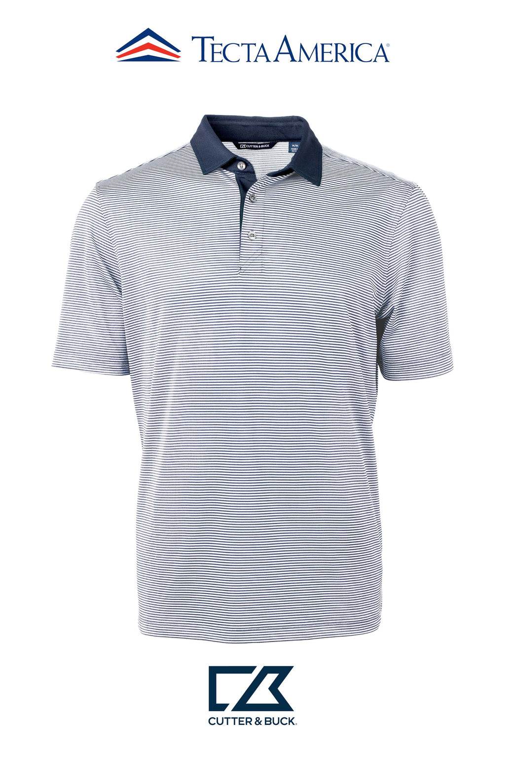 Cutter & Buck Virtue Recycled Micro Stripe Featherlight Pique Mens Polo