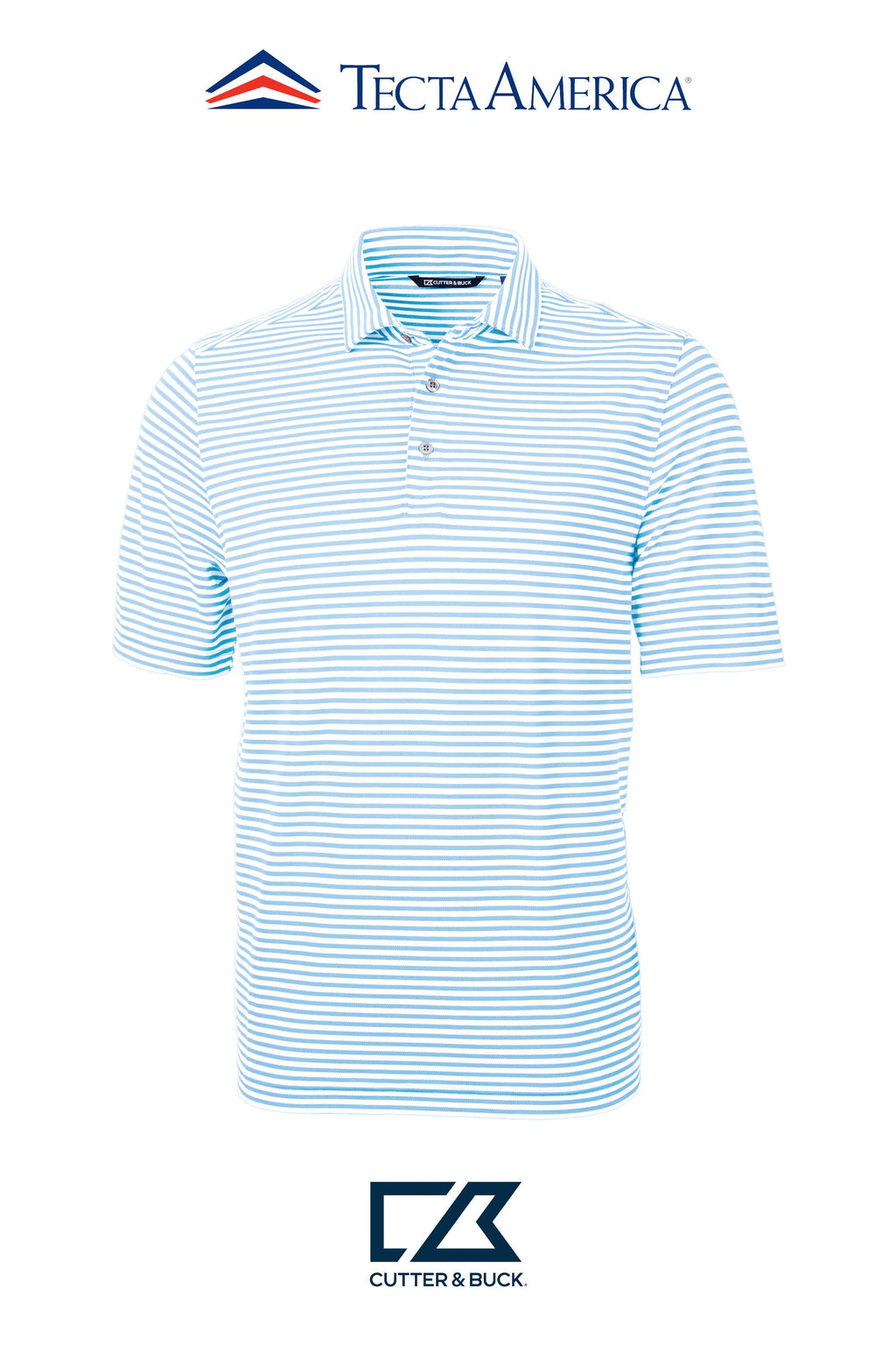 Cutter & Buck Virtue Recycled Stripe Featherlight Pique Mens Polo
