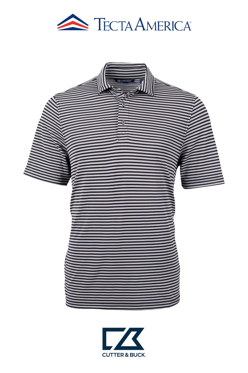 Cutter & Buck Virtue Recycled Stripe Featherlight Pique Mens Polo
