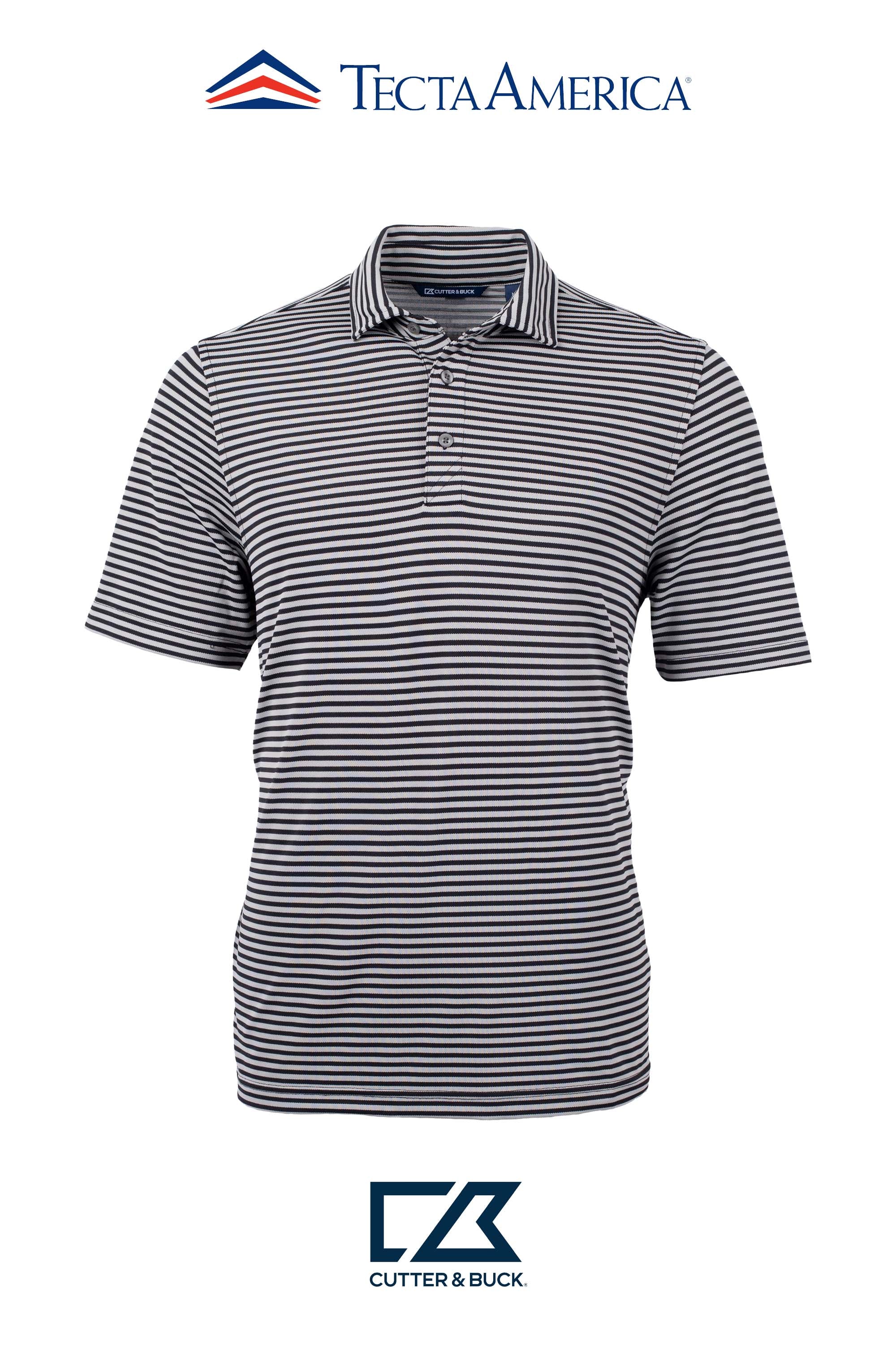 Cutter & Buck Virtue Recycled Stripe Featherlight Pique Mens Polo