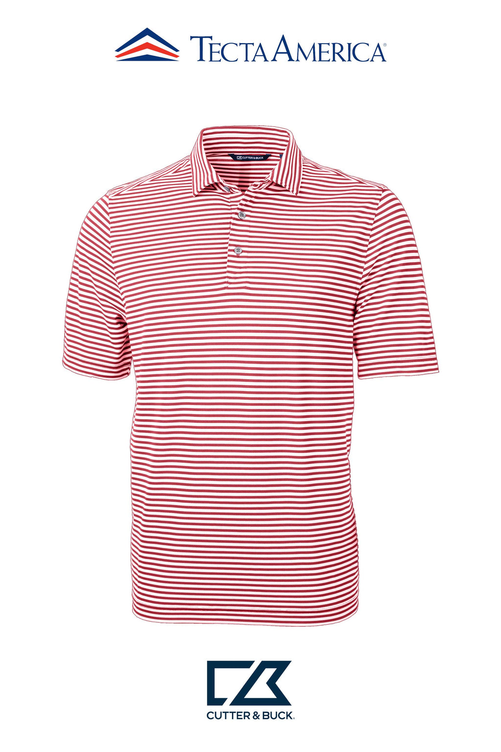 Cutter & Buck Virtue Recycled Stripe Featherlight Pique Mens Polo