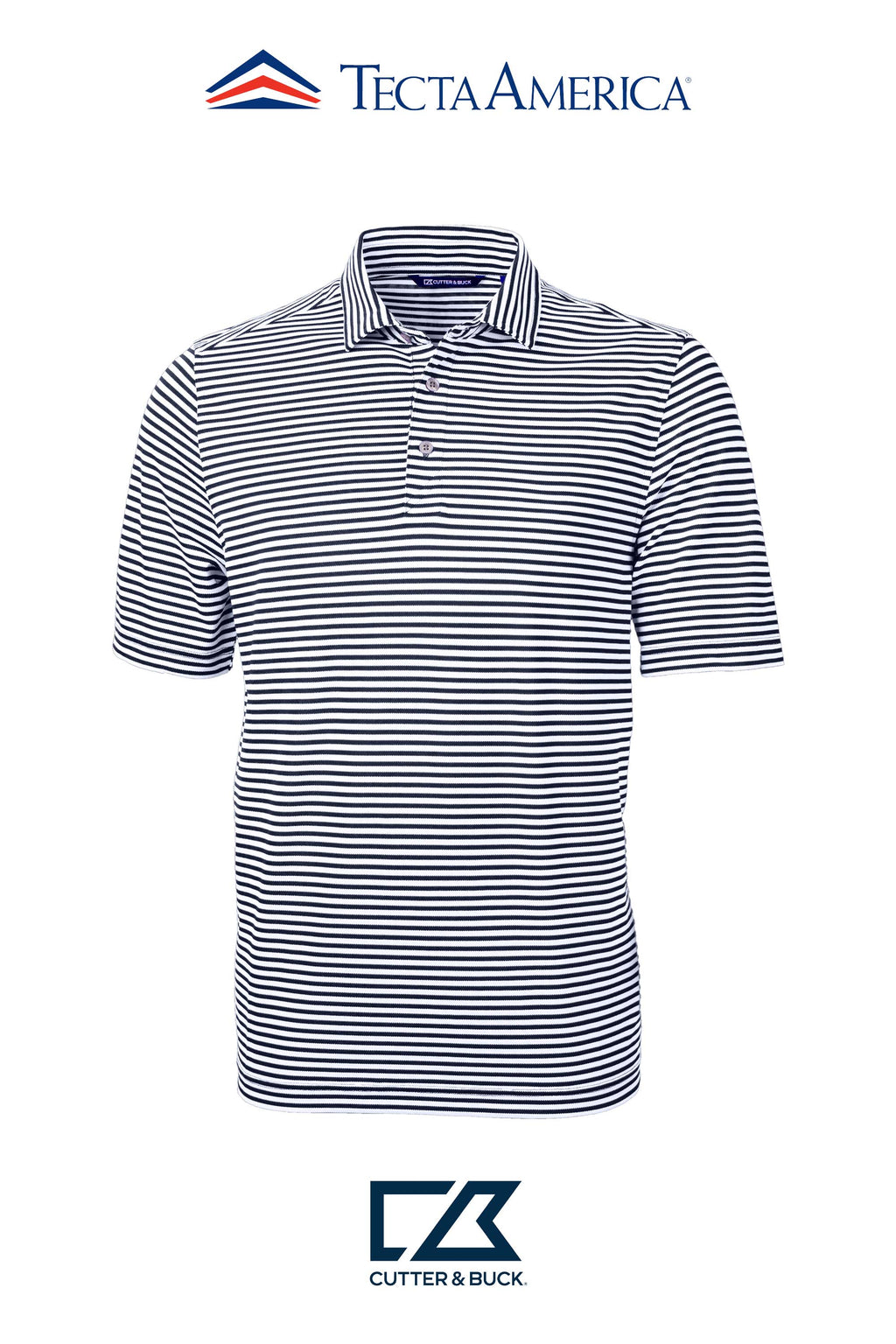 Cutter & Buck Virtue Recycled Stripe Featherlight Pique Mens Polo