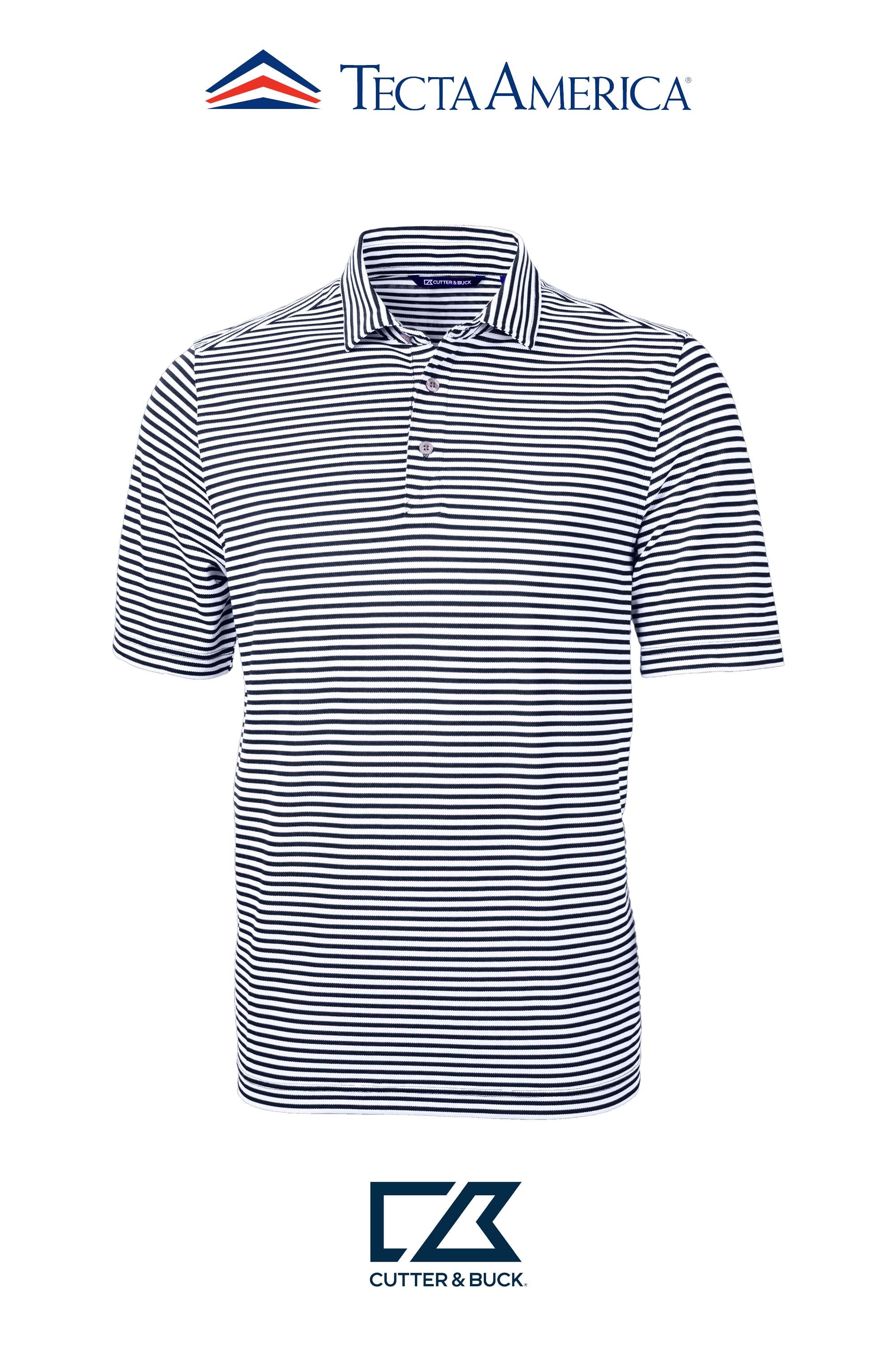 Cutter & Buck Virtue Recycled Stripe Featherlight Pique Mens Polo
