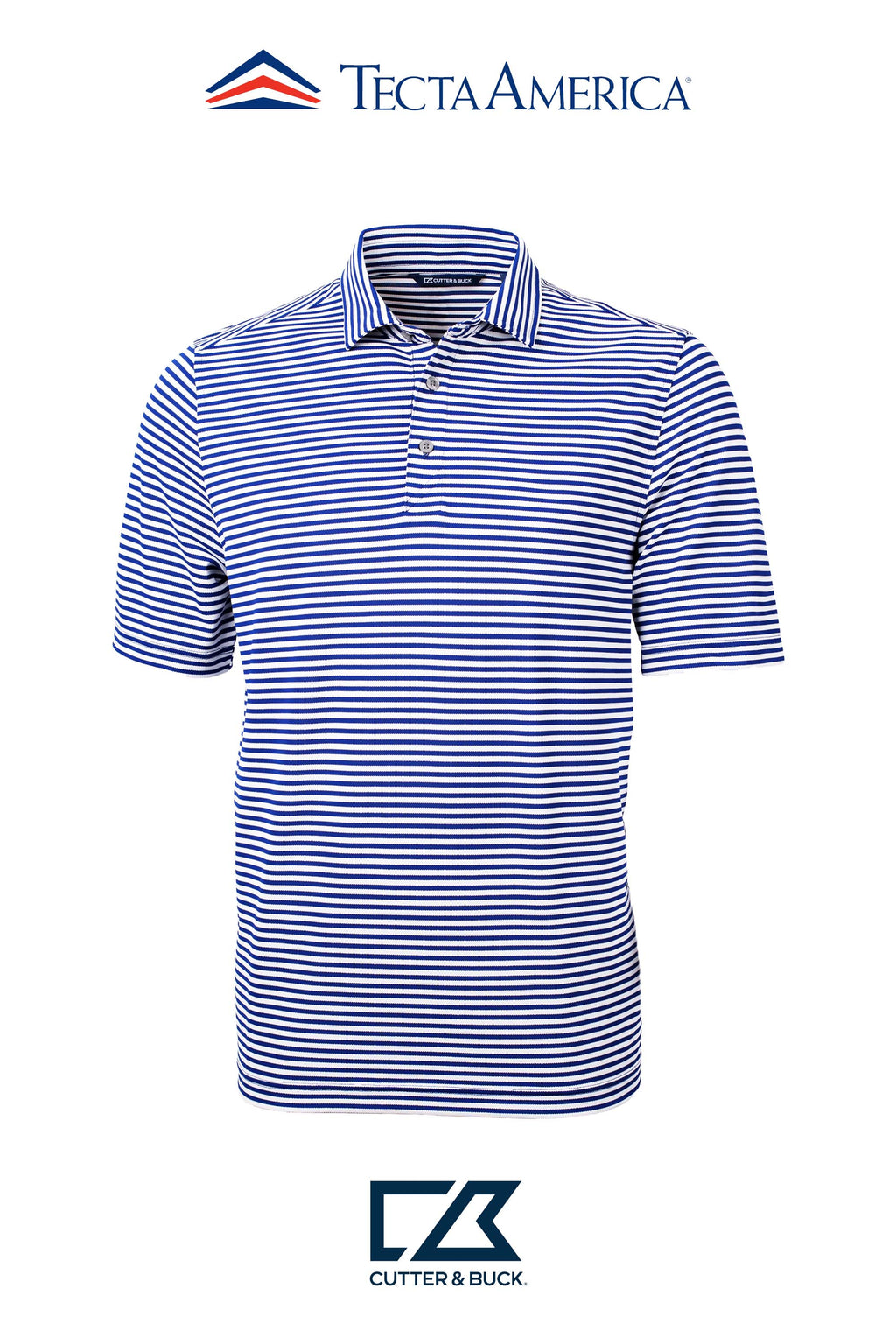 Cutter & Buck Virtue Recycled Stripe Featherlight Pique Mens Polo