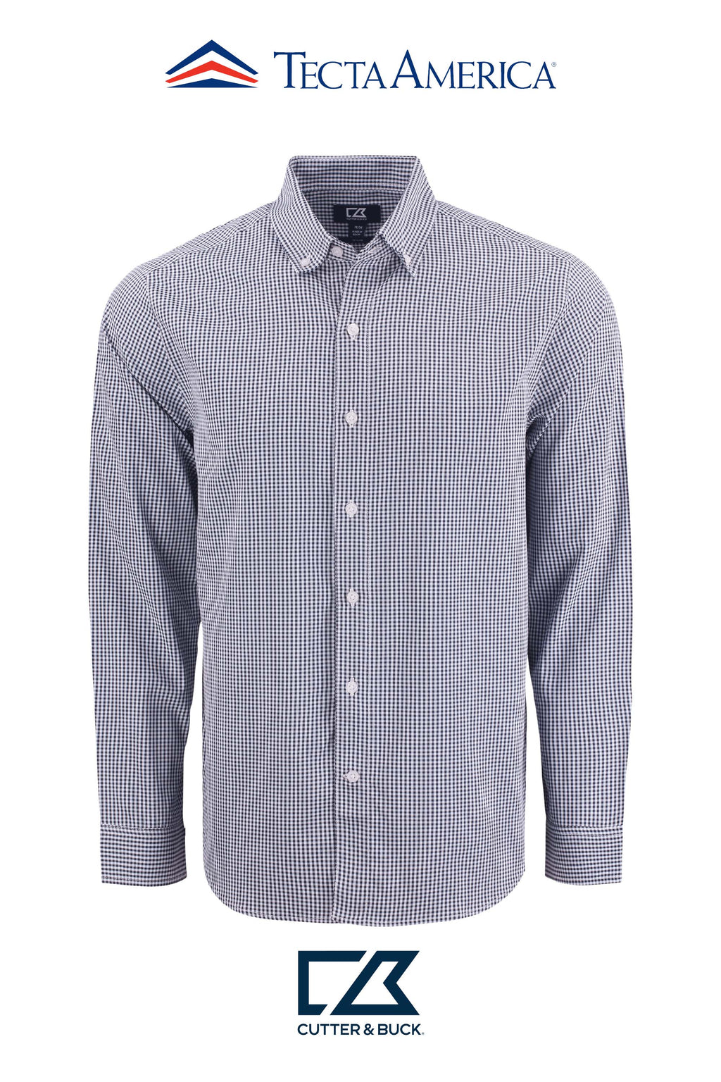 Cutter & Buck Skyline Recycled Gingham Mens Long Sleeve Button Down Dress Shirt