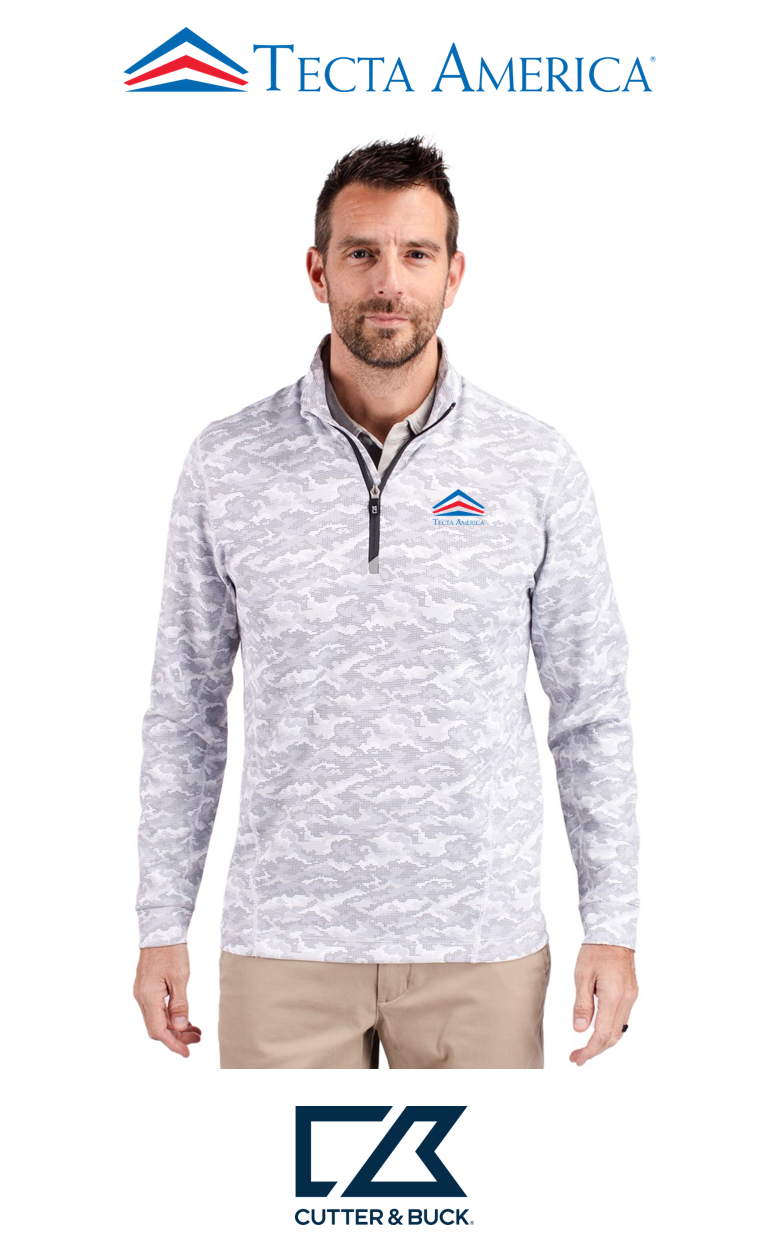 Cutter & Buck Traverse Recycled Smooth Stretch Mens Camo Quarter Zip Pullover - Corporate