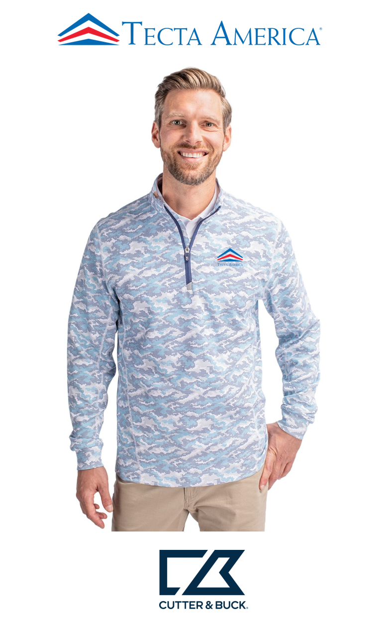 Cutter & Buck Traverse Recycled Smooth Stretch Mens Camo Quarter Zip Pullover - Corporate