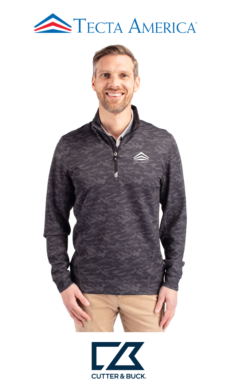 Cutter & Buck Traverse Recycled Smooth Stretch Mens Camo Quarter Zip Pullover - Corporate